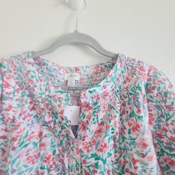 NWT J.Crew Factory Floral Linen Blend Top - Picture 2 of 10